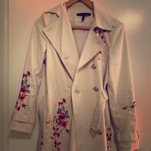 White House Black Market FLORAL EMBROIDERED COAT
